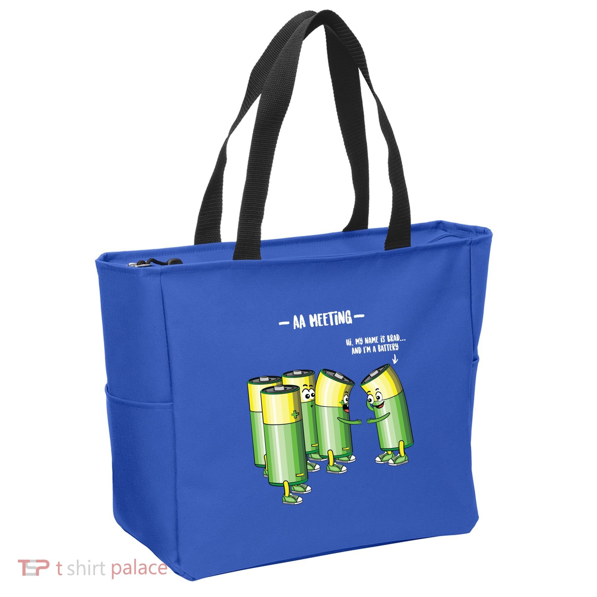 Aa Meeting Battery Alcohol Addict Beer Wine Funny Gift Tote Bag