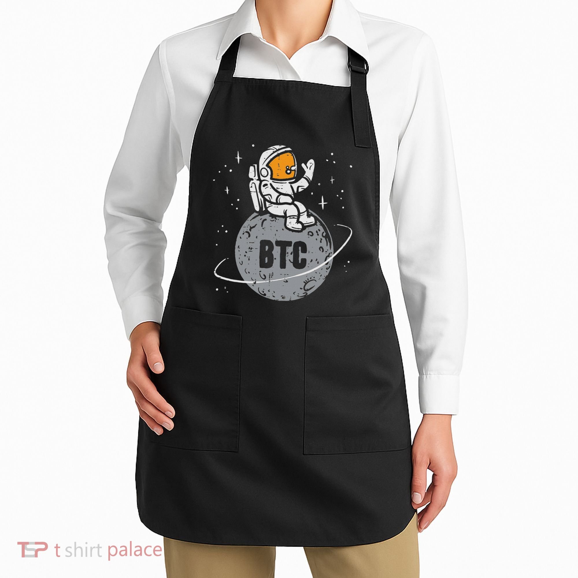 Astronaut Moon Btc Bitcoin Crypto Cryptocurrency Apron