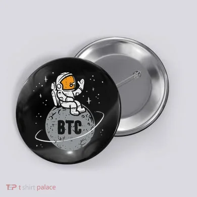 Astronaut Moon Btc Bitcoin Crypto Cryptocurrency Button