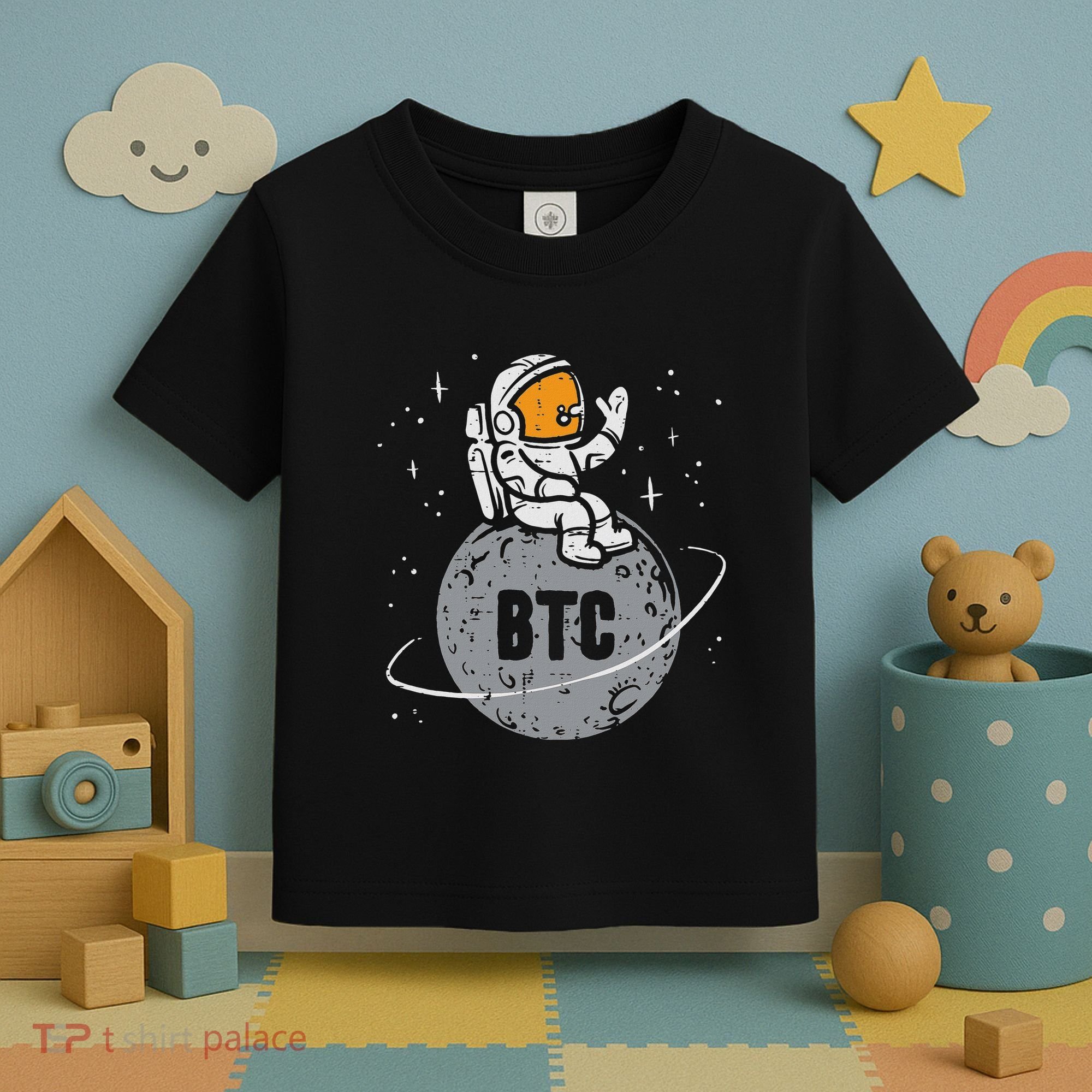 Astronaut Moon Btc Bitcoin Crypto Cryptocurrency Toddler T-Shirt