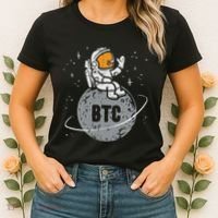 Astronaut Moon Btc Bitcoin Crypto Cryptocurrency Women's T-Shirt thumb 2