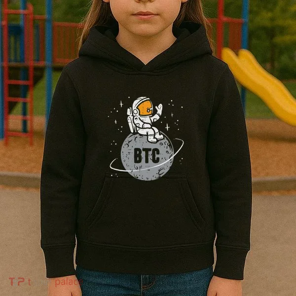 Astronaut Moon Btc Bitcoin Crypto Cryptocurrency Kids Hoodie