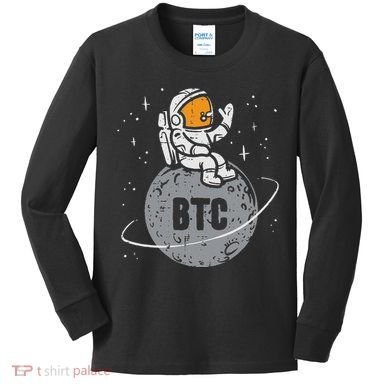 Astronaut Moon Btc Bitcoin Crypto Cryptocurrency Kids Long Sleeve Shirt