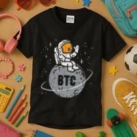 Astronaut Moon Btc Bitcoin Crypto Cryptocurrency Kids T-Shirt thumb 3