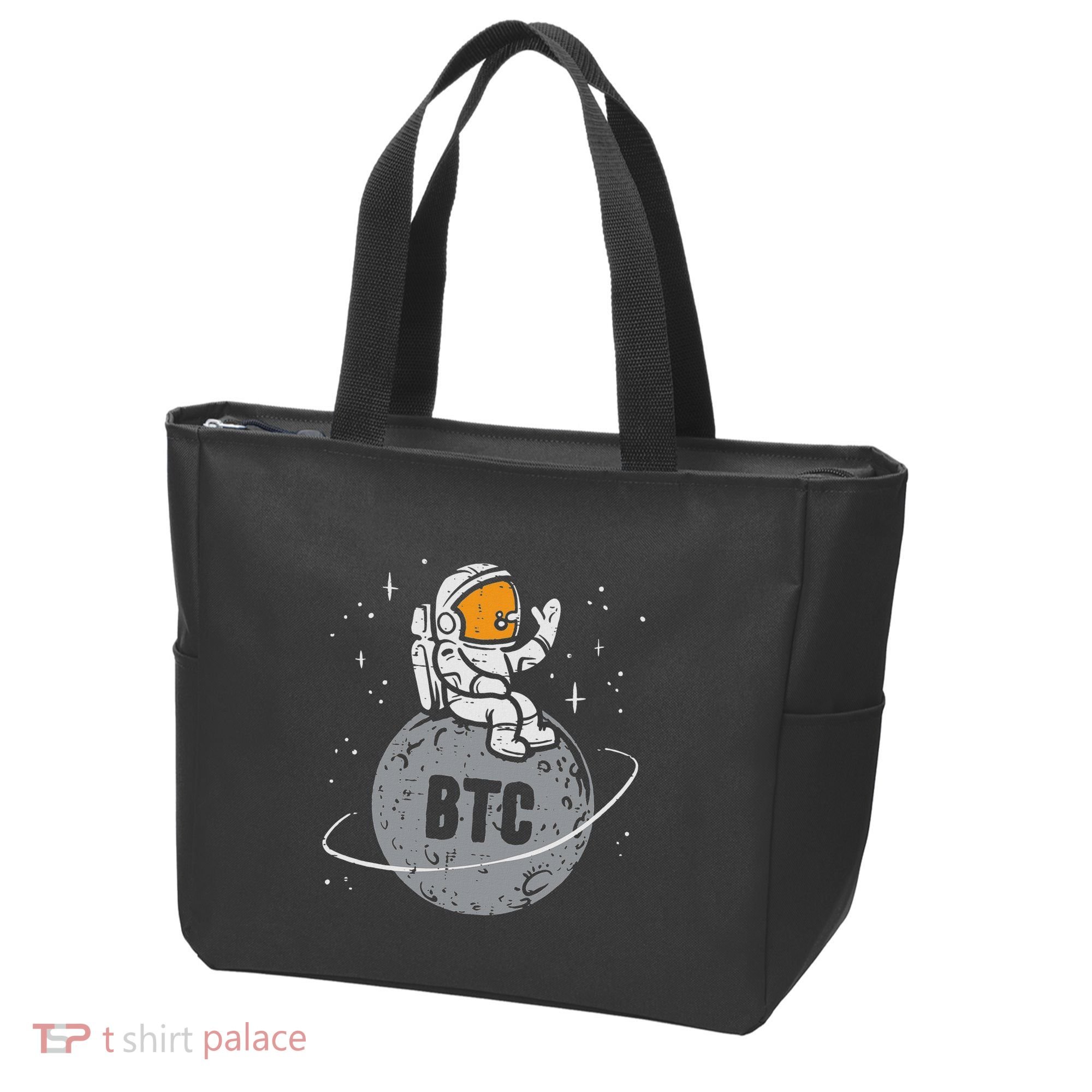 Astronaut Moon Btc Bitcoin Crypto Cryptocurrency Tote Bag