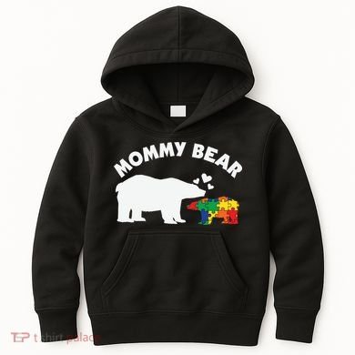 Autism Mommy Bear Autism Awareness Kids Hoodie