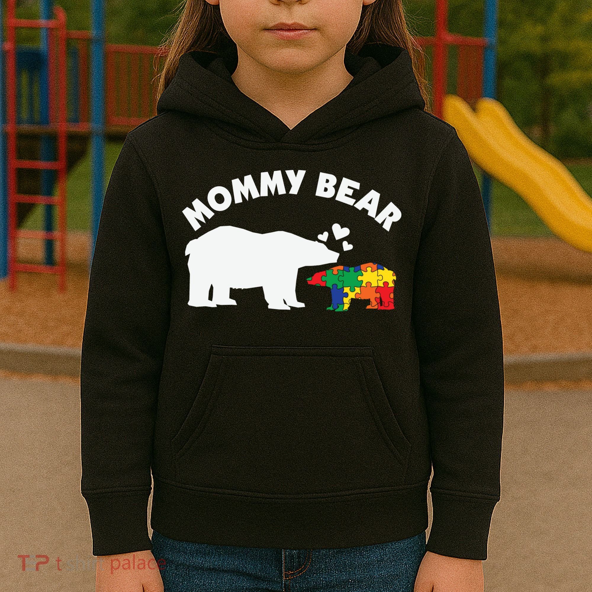 Autism Mommy Bear Autism Awareness Kids Hoodie