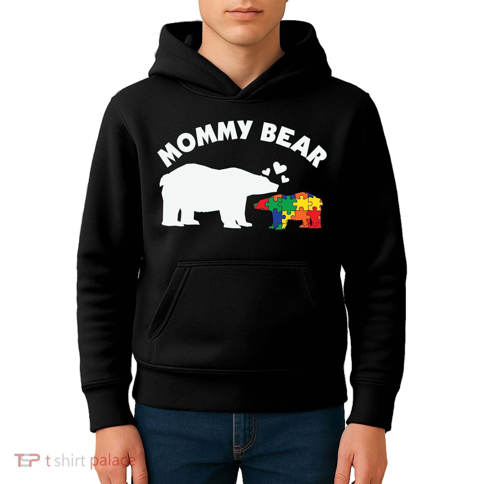 Autism Mommy Bear Autism Awareness Kids Hoodie
