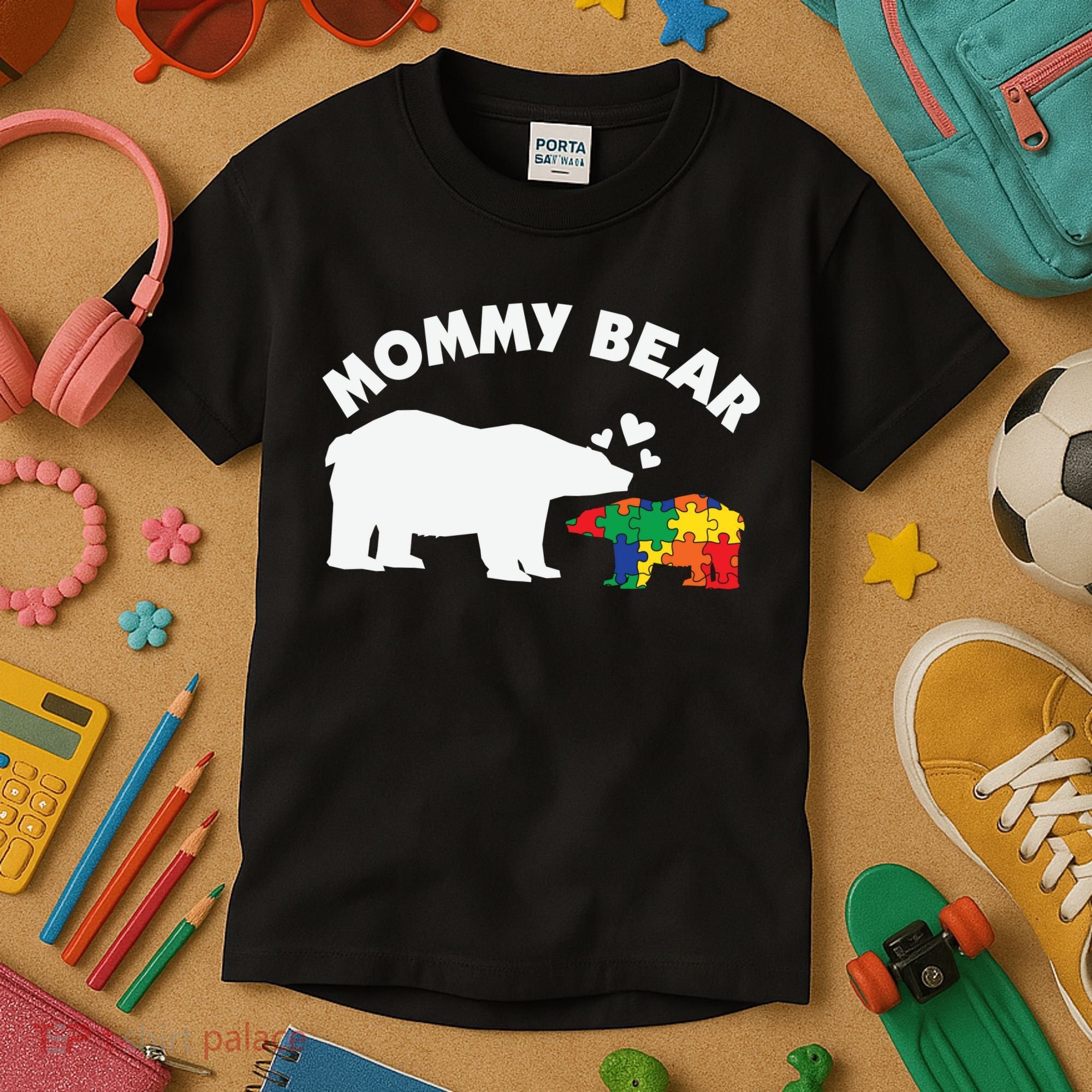 Autism Mommy Bear Autism Awareness Kids T-Shirt
