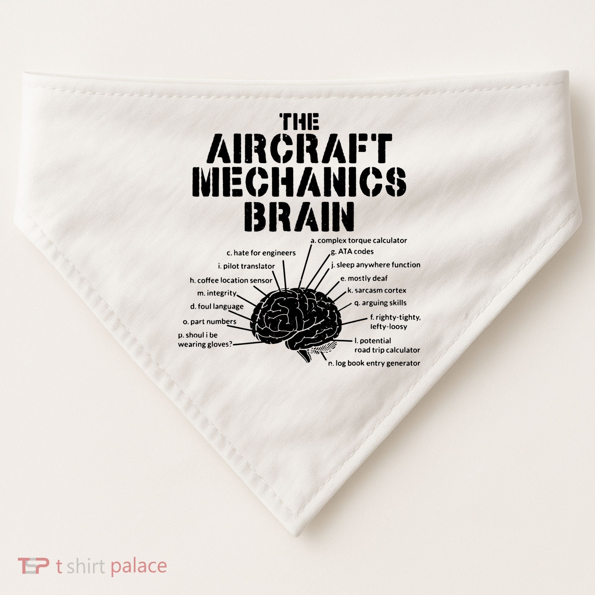 Aircraft Mechanics Brain Shirt Aviation Gift USA-Made Doggie Bandana
