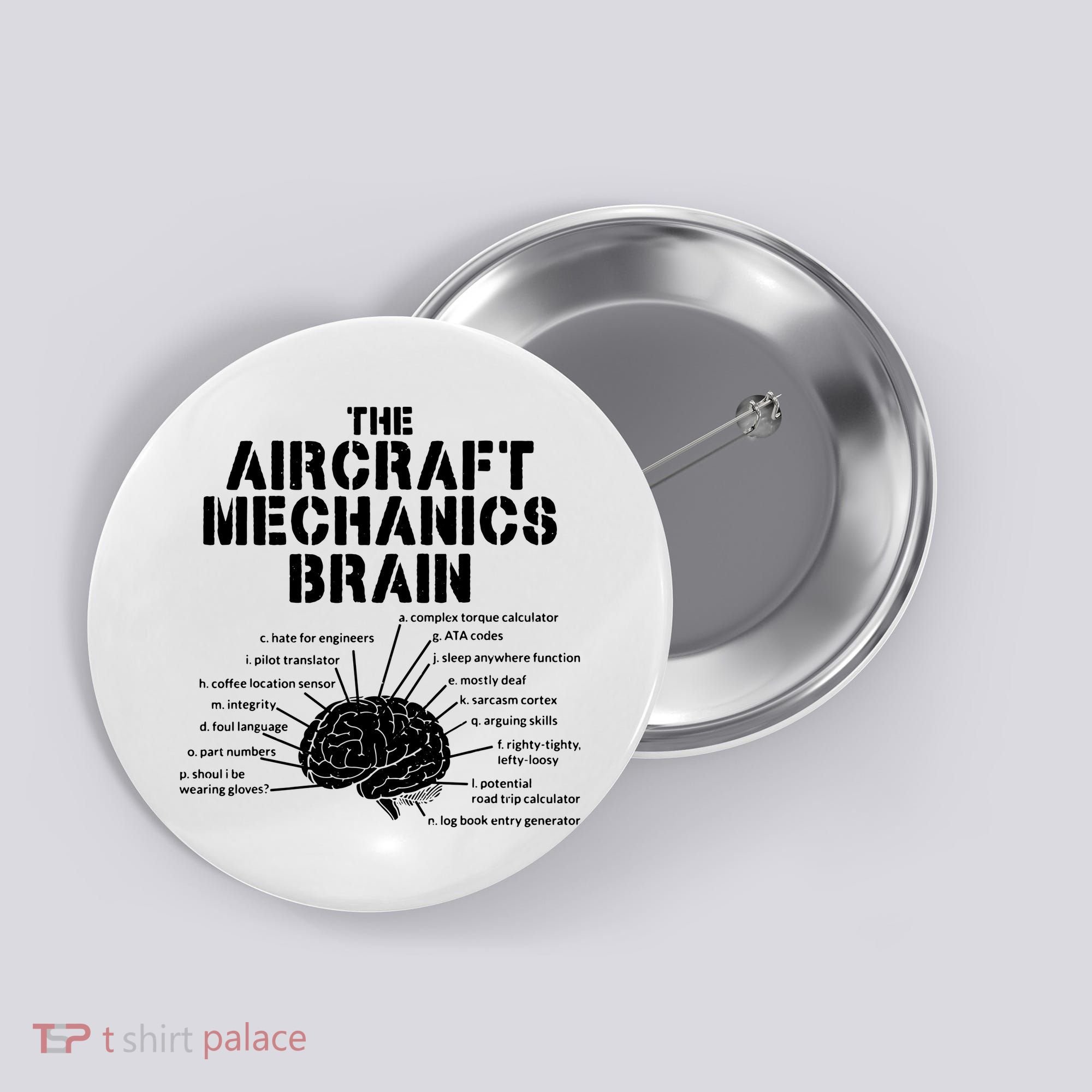 Aircraft Mechanics Brain Shirt Aviation Gift Button