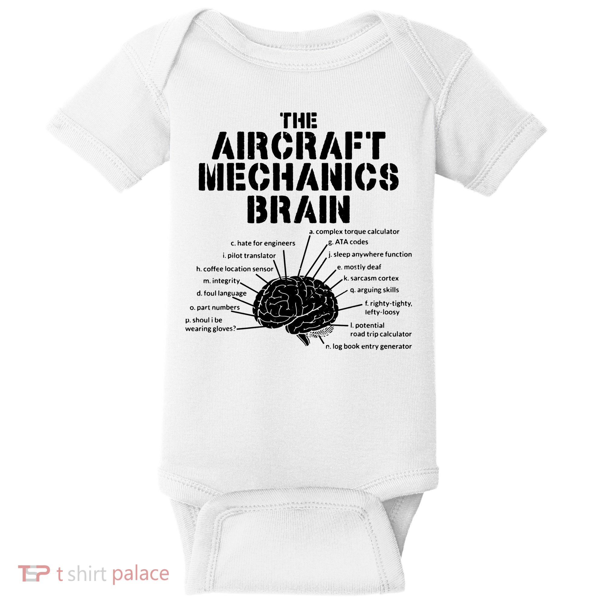 Aircraft Mechanics Brain Shirt Aviation Gift Baby Bodysuit