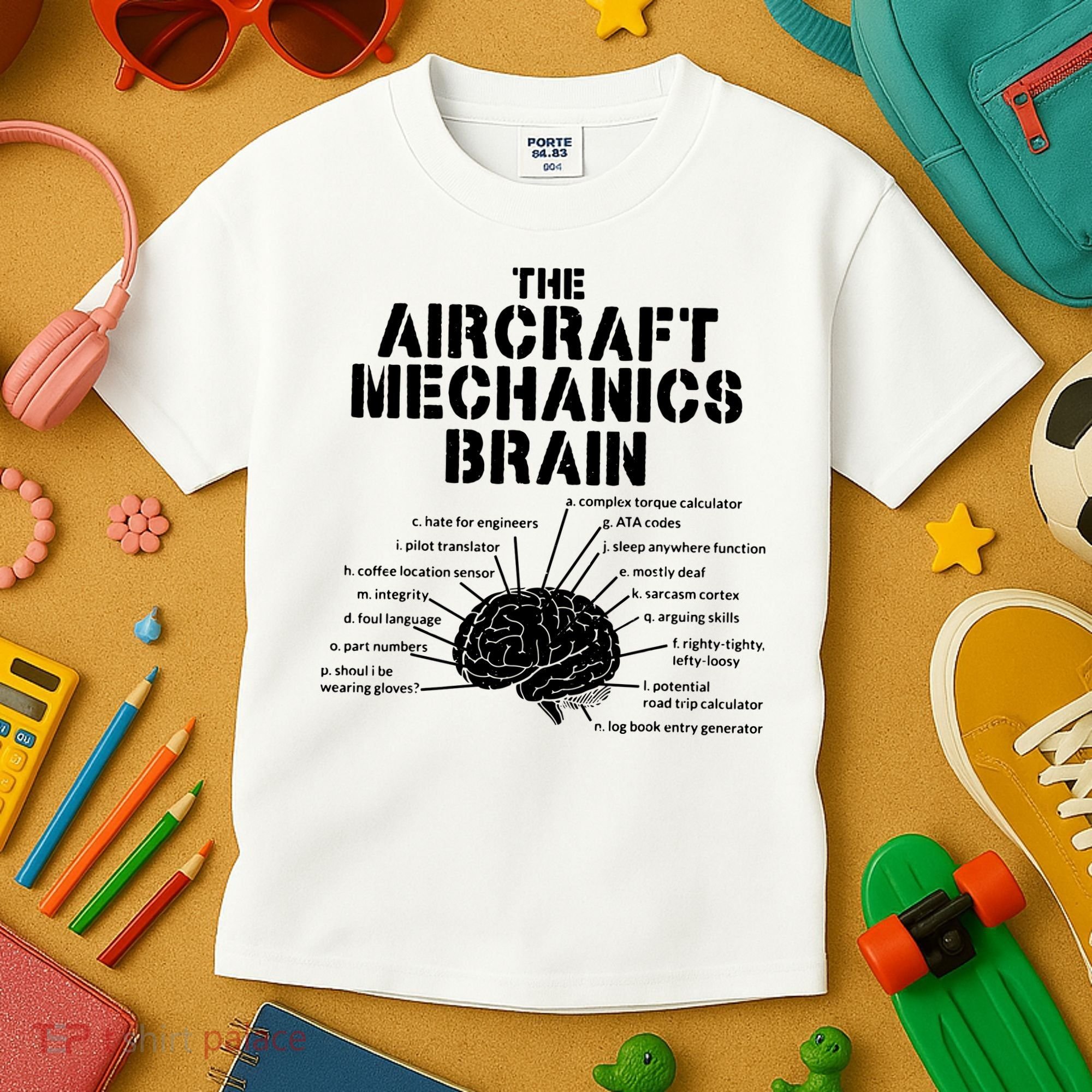 Aircraft Mechanics Brain Shirt Aviation Gift Kids T-Shirt