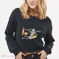Ancient Mosaic Be Cheerful Enjoy Your Life Cropped Pullover Crew thumb 2