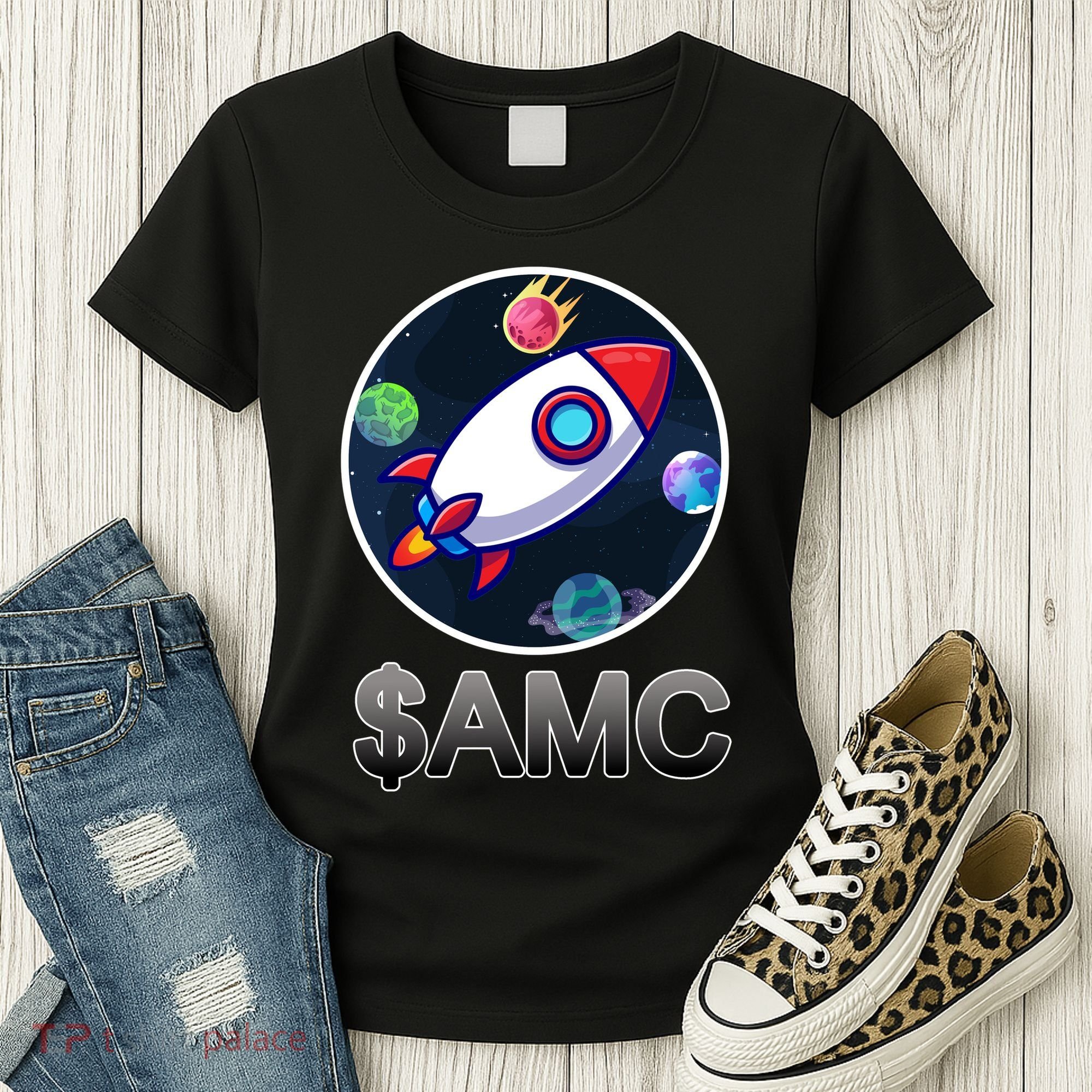 AMC Go To The Moon Rocket Ship Women's T-Shirt