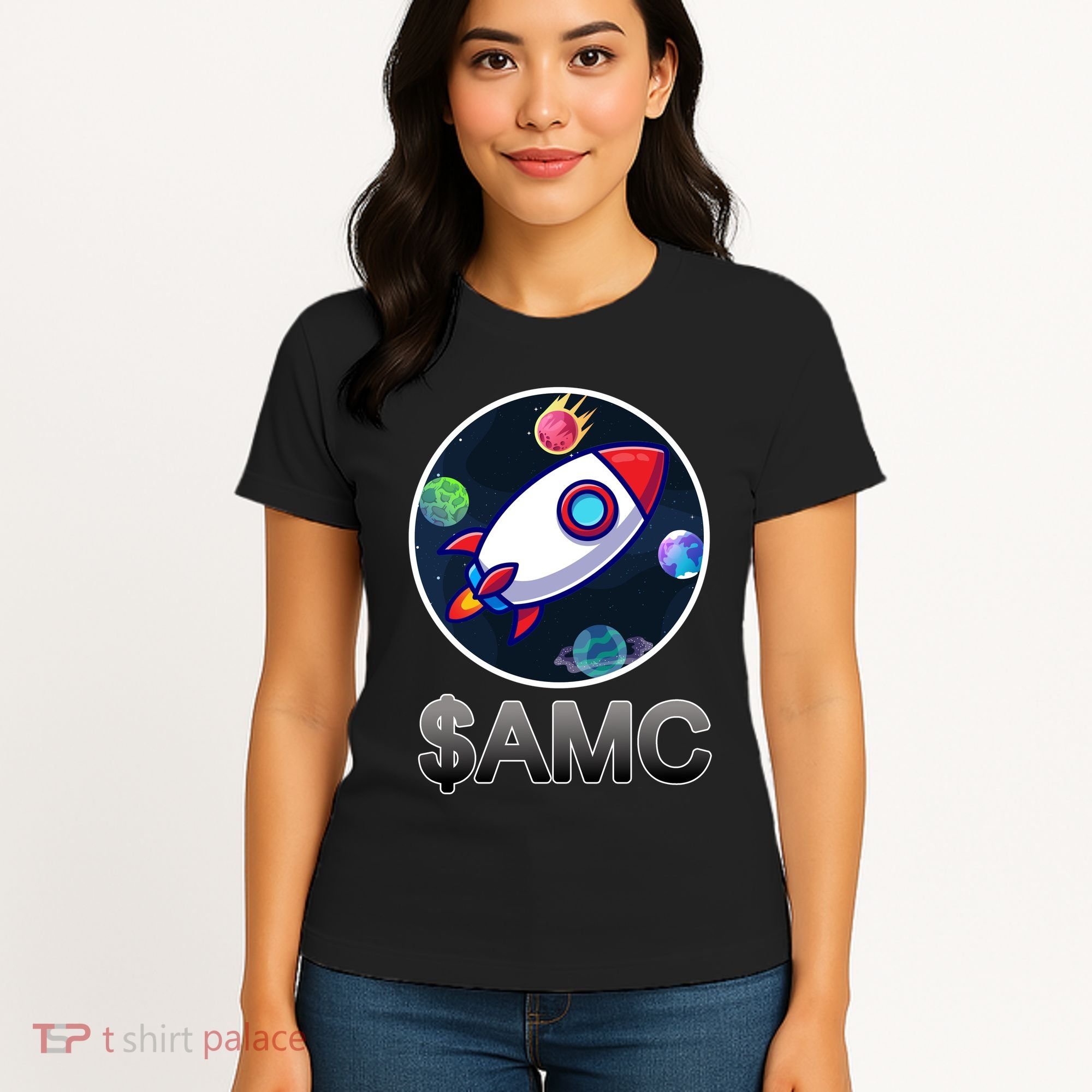 AMC Go To The Moon Rocket Ship Women's T-Shirt