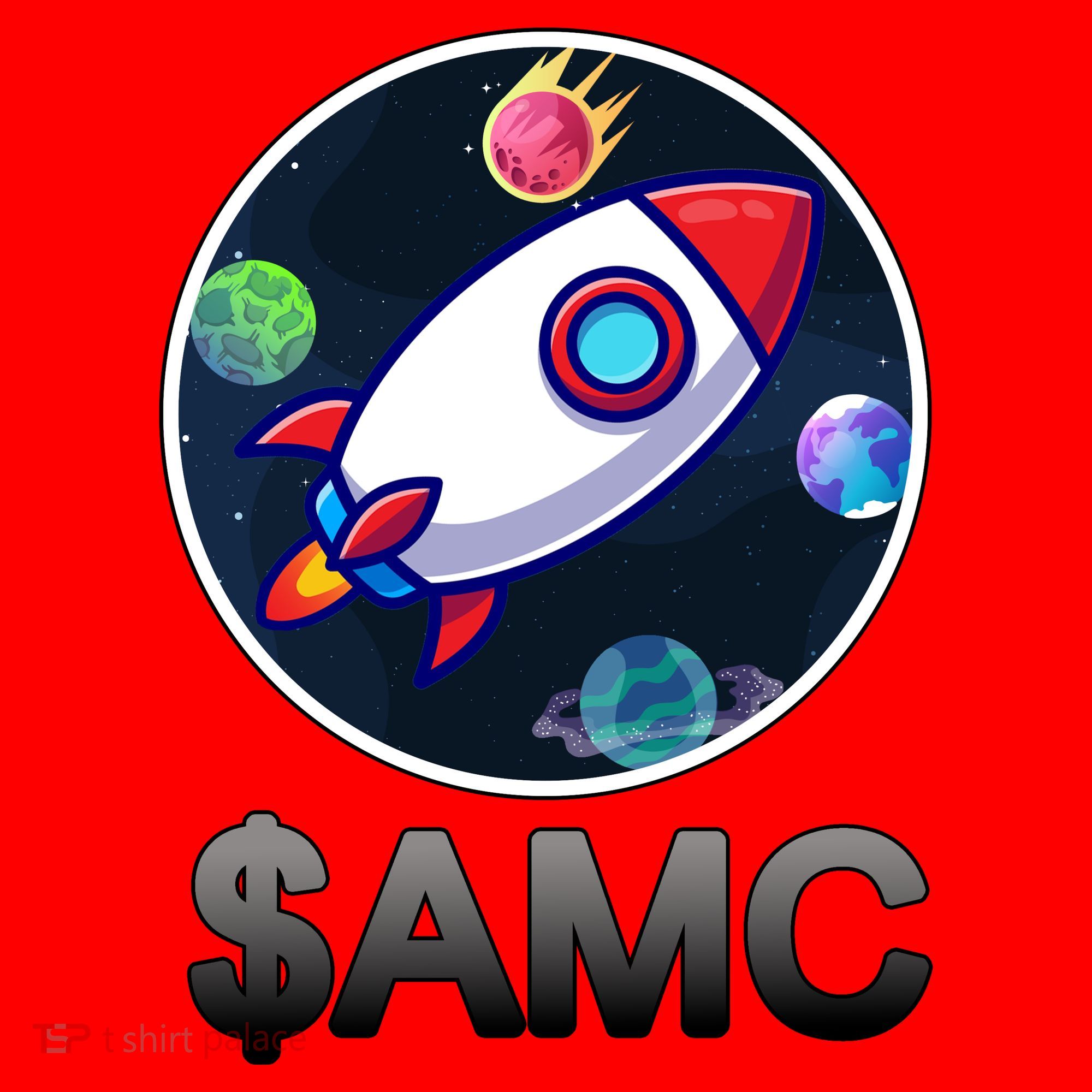 AMC Go To The Moon Rocket Ship Santa Hat