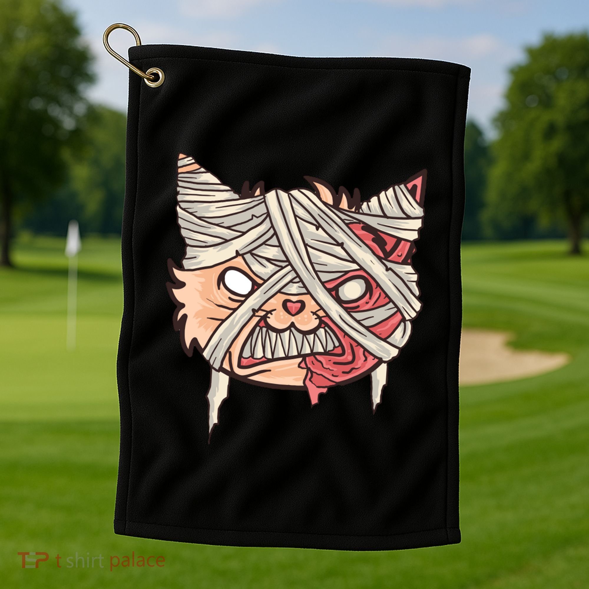 Angry Mummy Cat Golf Towel
