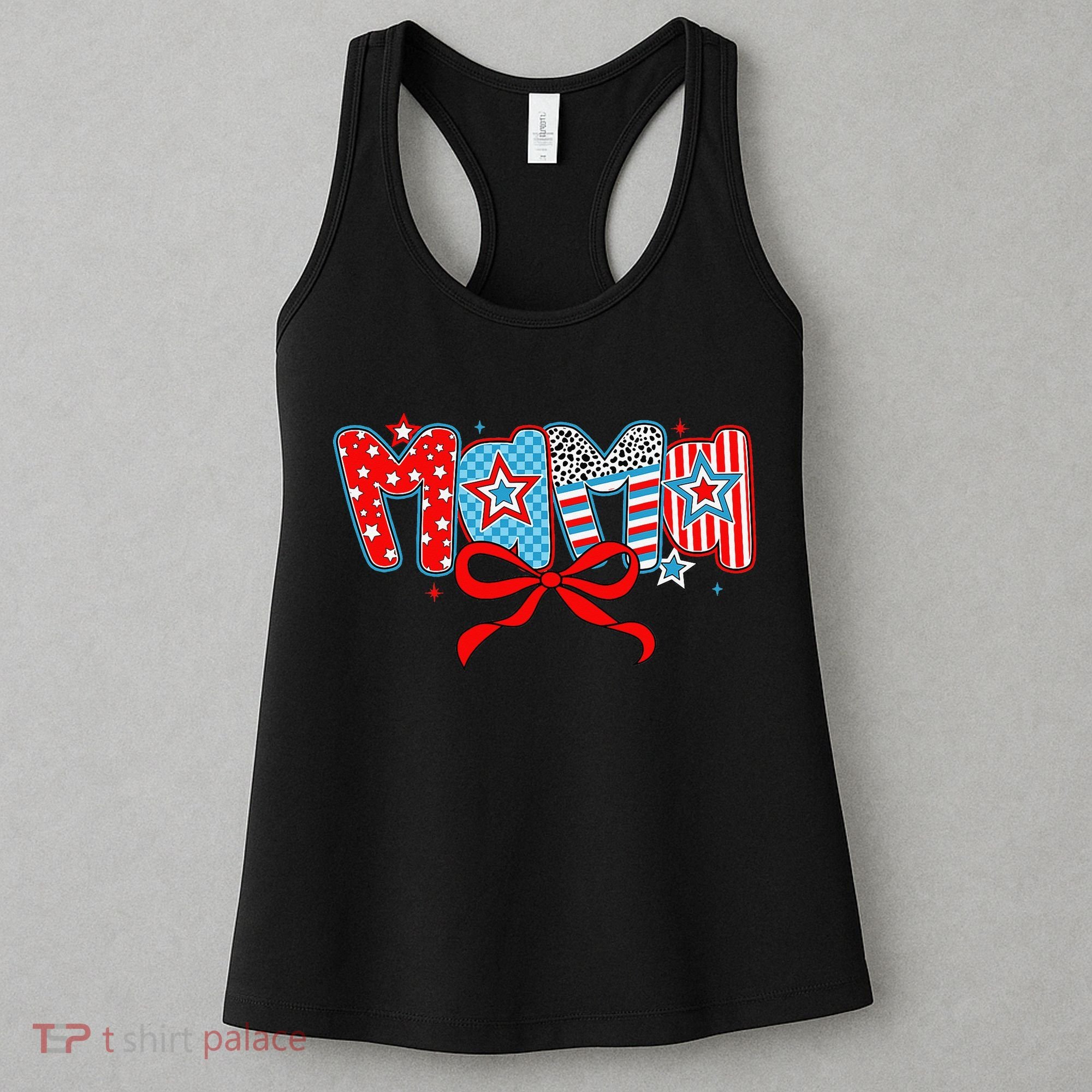 American Mama Coquette Bow Preppy 4th Of July 1776 USA Mom Women's Tank Top