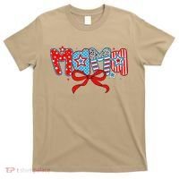 American Mama Coquette Bow Preppy 4th Of July 1776 USA Mom T-Shirt thumb 0