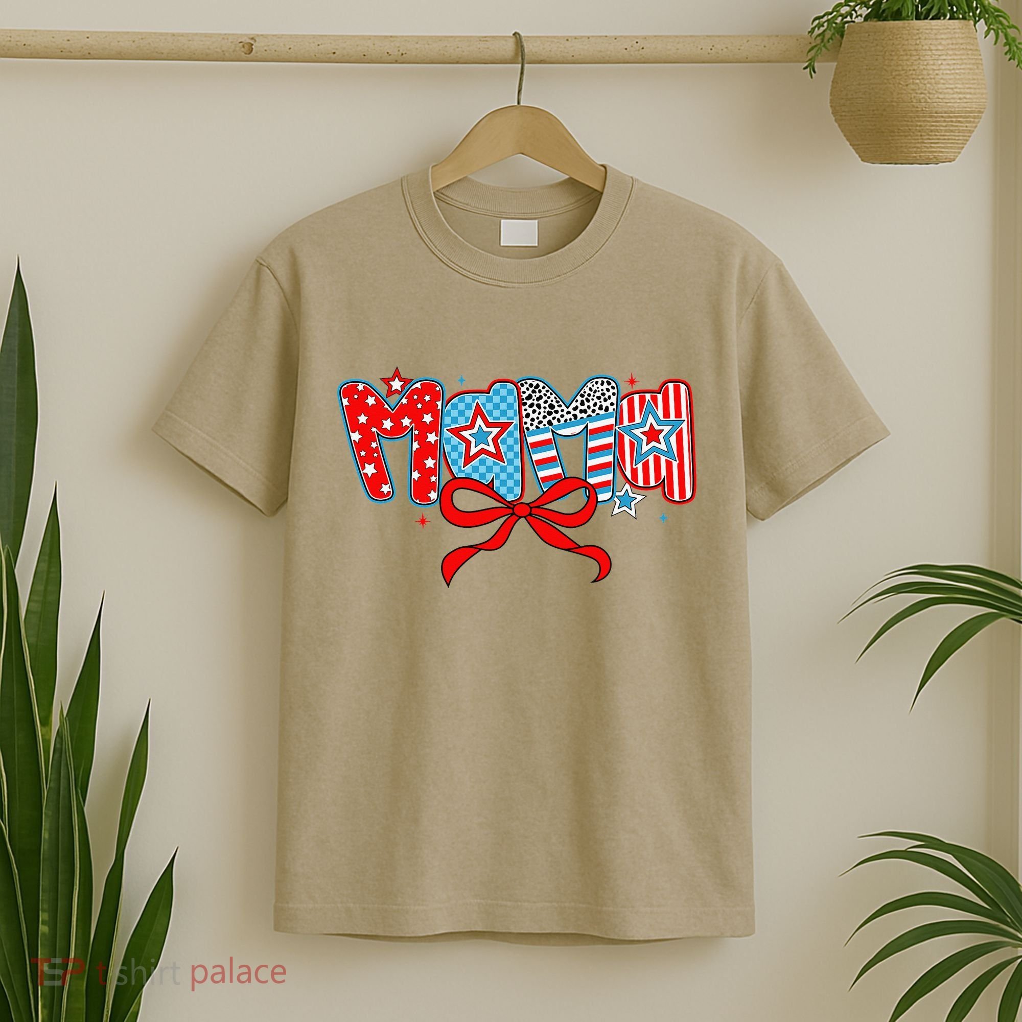 American Mama Coquette Bow Preppy 4th Of July 1776 USA Mom T-Shirt
