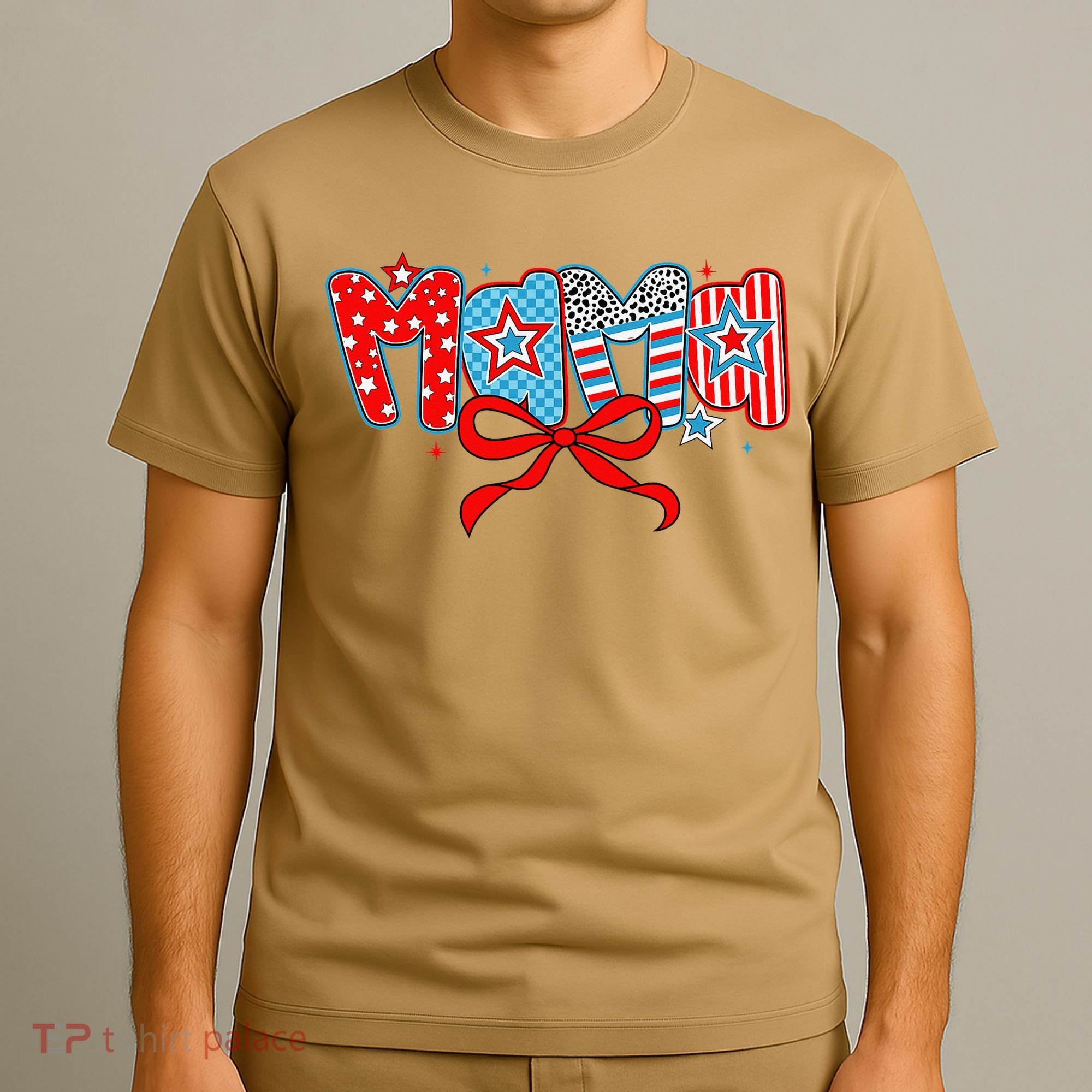 American Mama Coquette Bow Preppy 4th Of July 1776 USA Mom T-Shirt