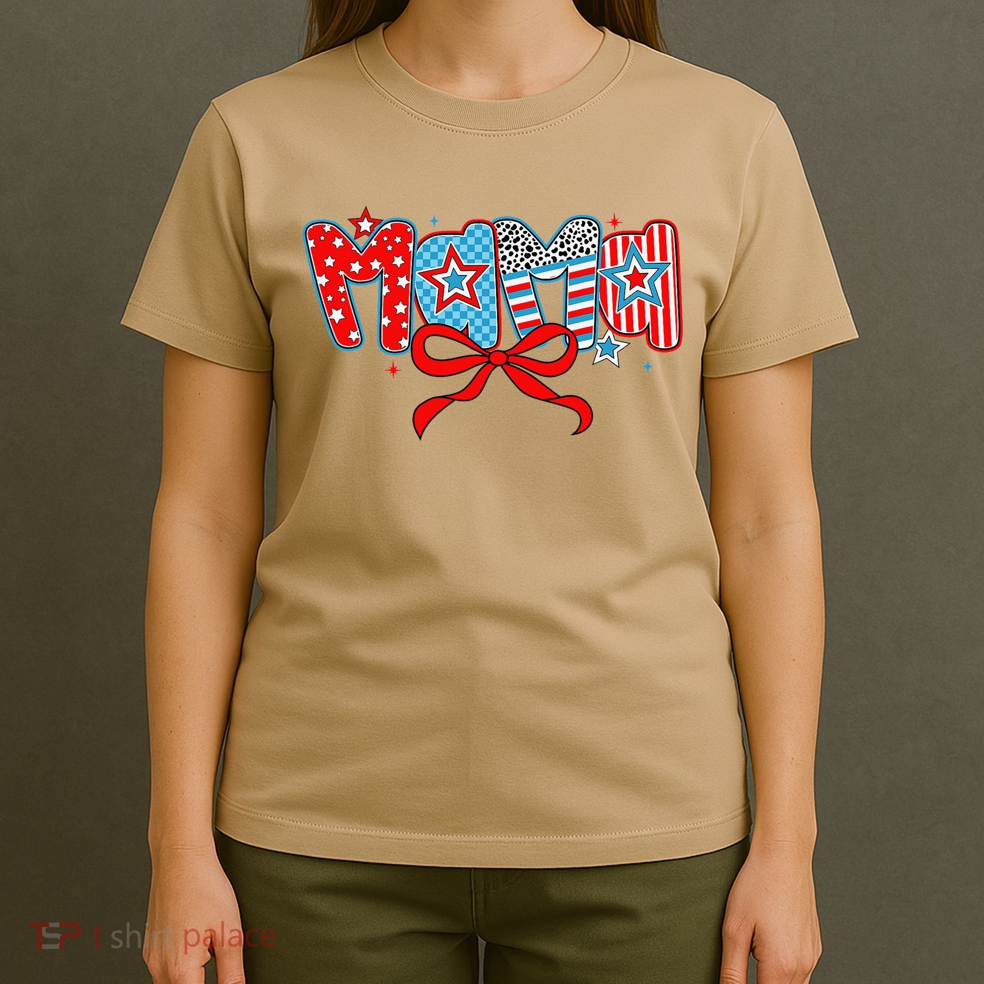 American Mama Coquette Bow Preppy 4th Of July 1776 USA Mom T-Shirt