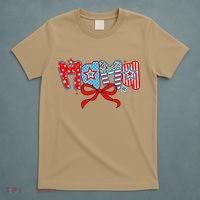 American Mama Coquette Bow Preppy 4th Of July 1776 USA Mom T-Shirt thumb 5