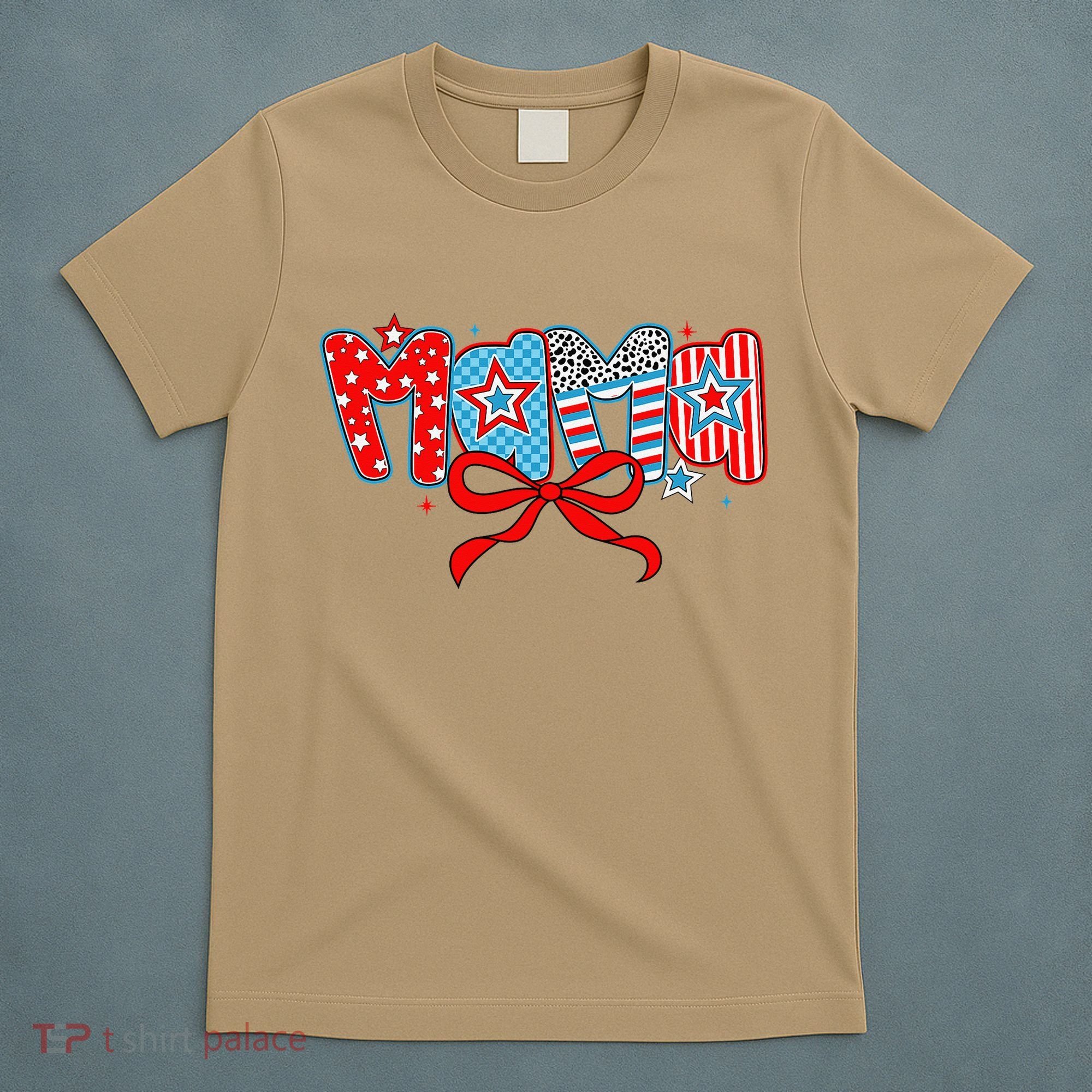 American Mama Coquette Bow Preppy 4th Of July 1776 USA Mom T-Shirt