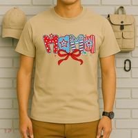 American Mama Coquette Bow Preppy 4th Of July 1776 USA Mom T-Shirt thumb 6