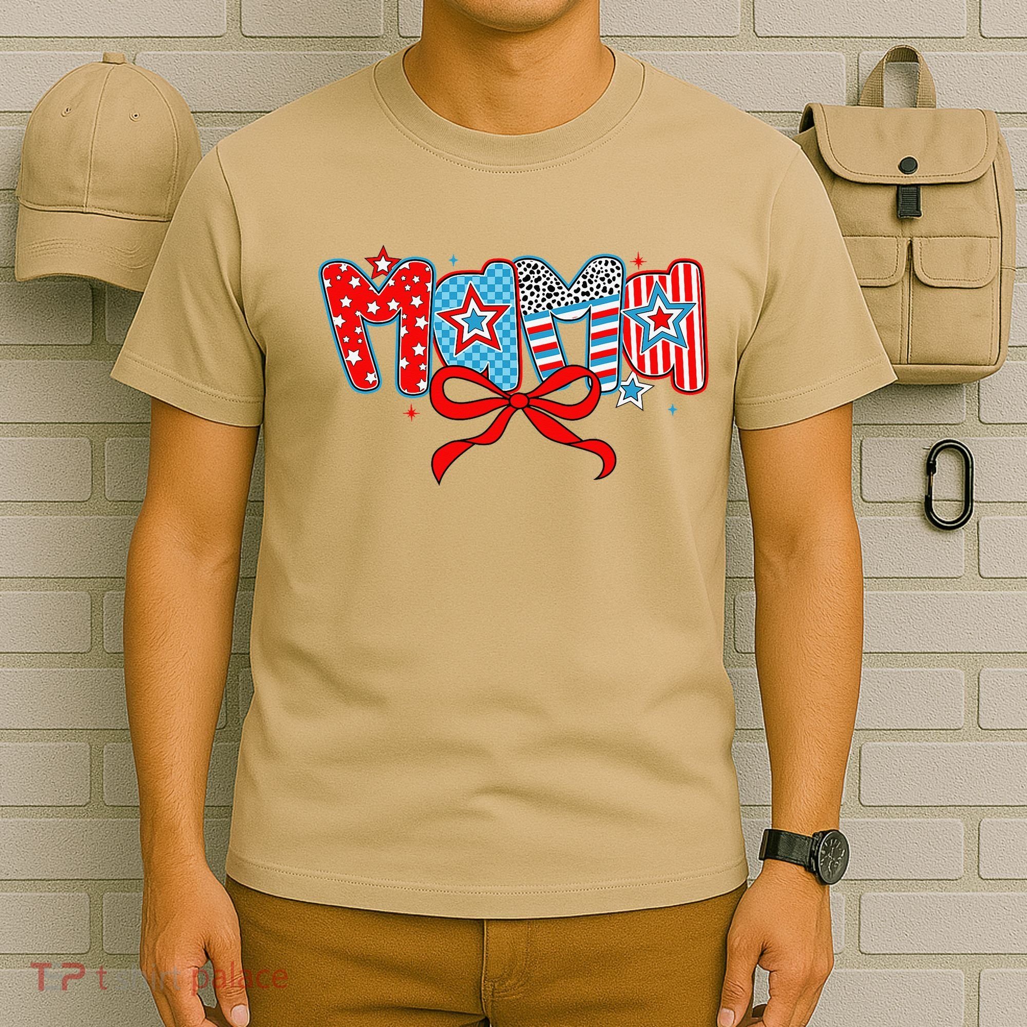 American Mama Coquette Bow Preppy 4th Of July 1776 USA Mom T-Shirt
