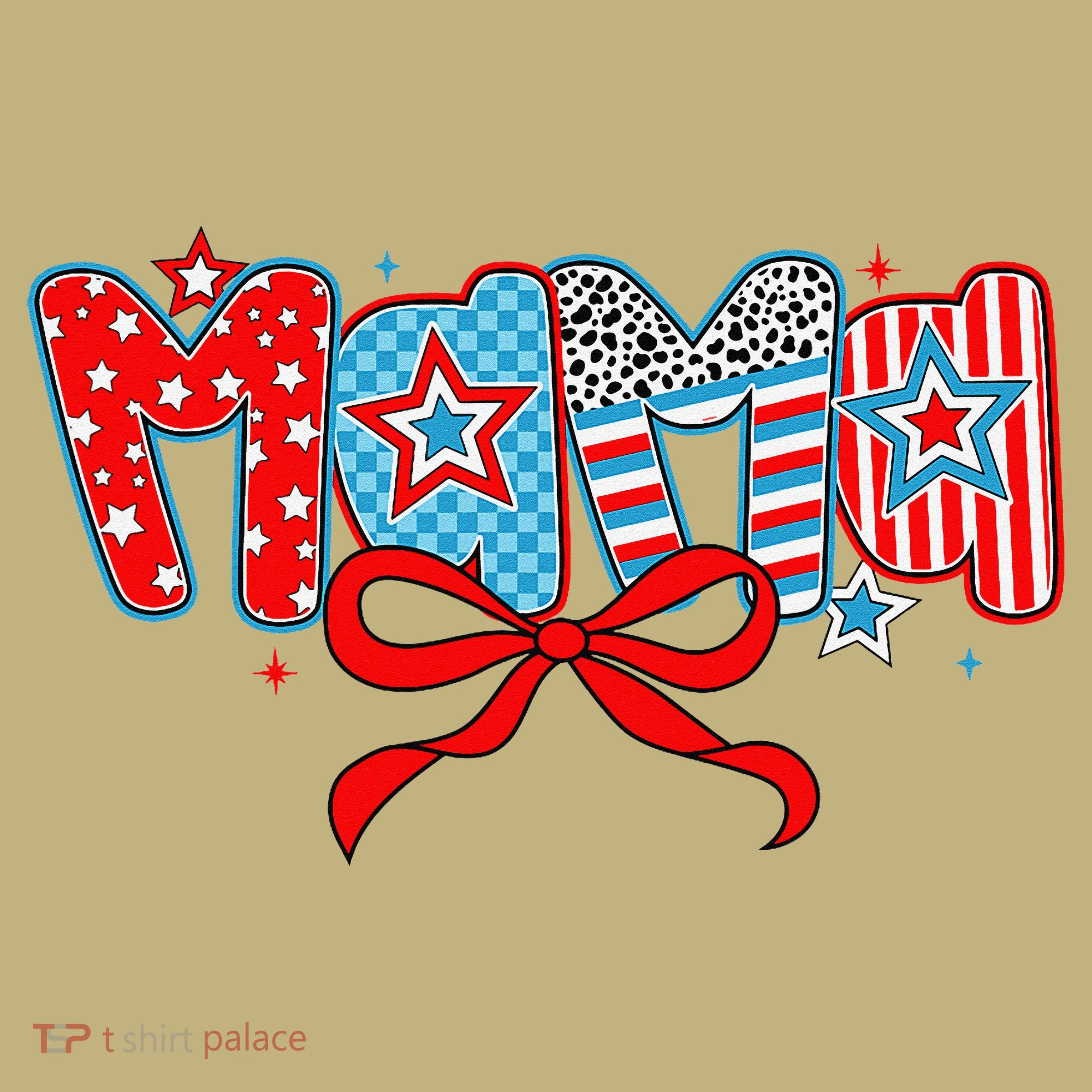 American Mama Coquette Bow Preppy 4th Of July 1776 USA Mom T-Shirt