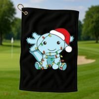 Axolotl Merry Christmas Winter Axolotls Christmas Golf Towel thumb 1