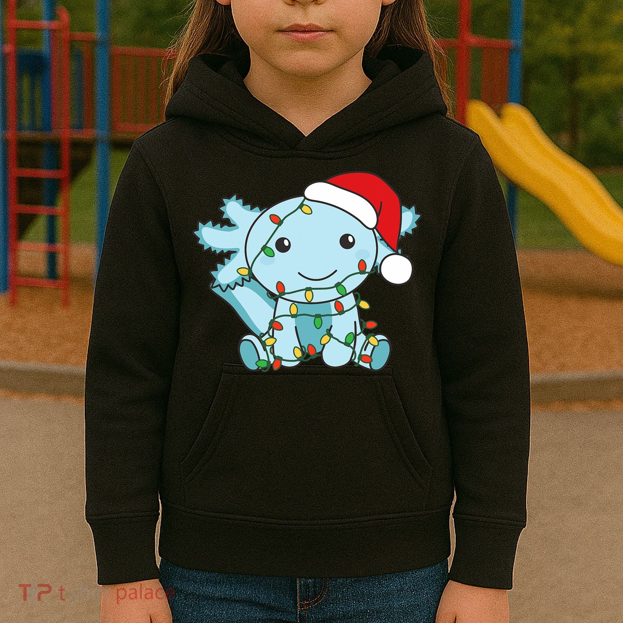 Axolotl Merry Christmas Winter Axolotls Christmas Kids Hoodie