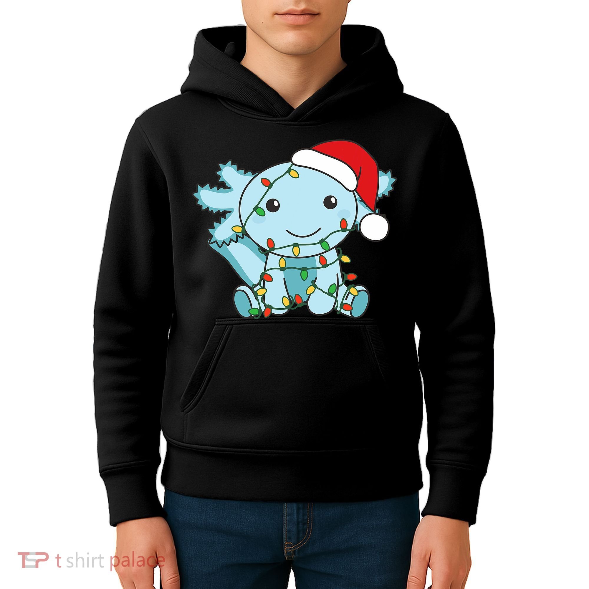 Axolotl Merry Christmas Winter Axolotls Christmas Kids Hoodie