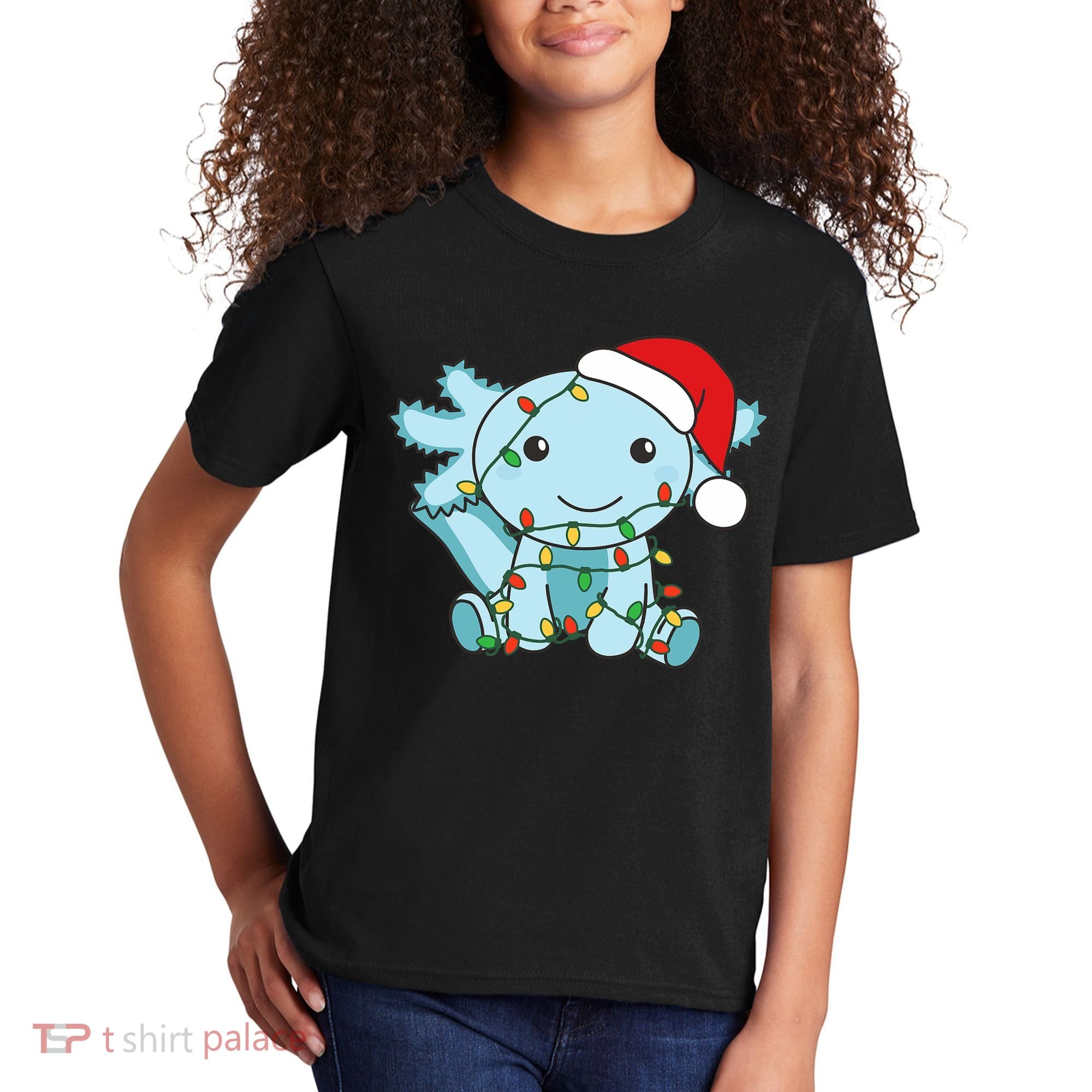 Axolotl Merry Christmas Winter Axolotls Christmas Kids T-Shirt