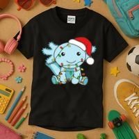 Axolotl Merry Christmas Winter Axolotls Christmas Kids T-Shirt thumb 3