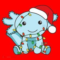 Axolotl Merry Christmas Winter Axolotls Christmas Santa Hat thumb 1