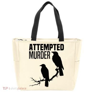 Attempted Murder Crows Raven Bird Meme Tote Bag