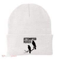 Attempted Murder Crows Raven Bird Meme Beanie thumb 0