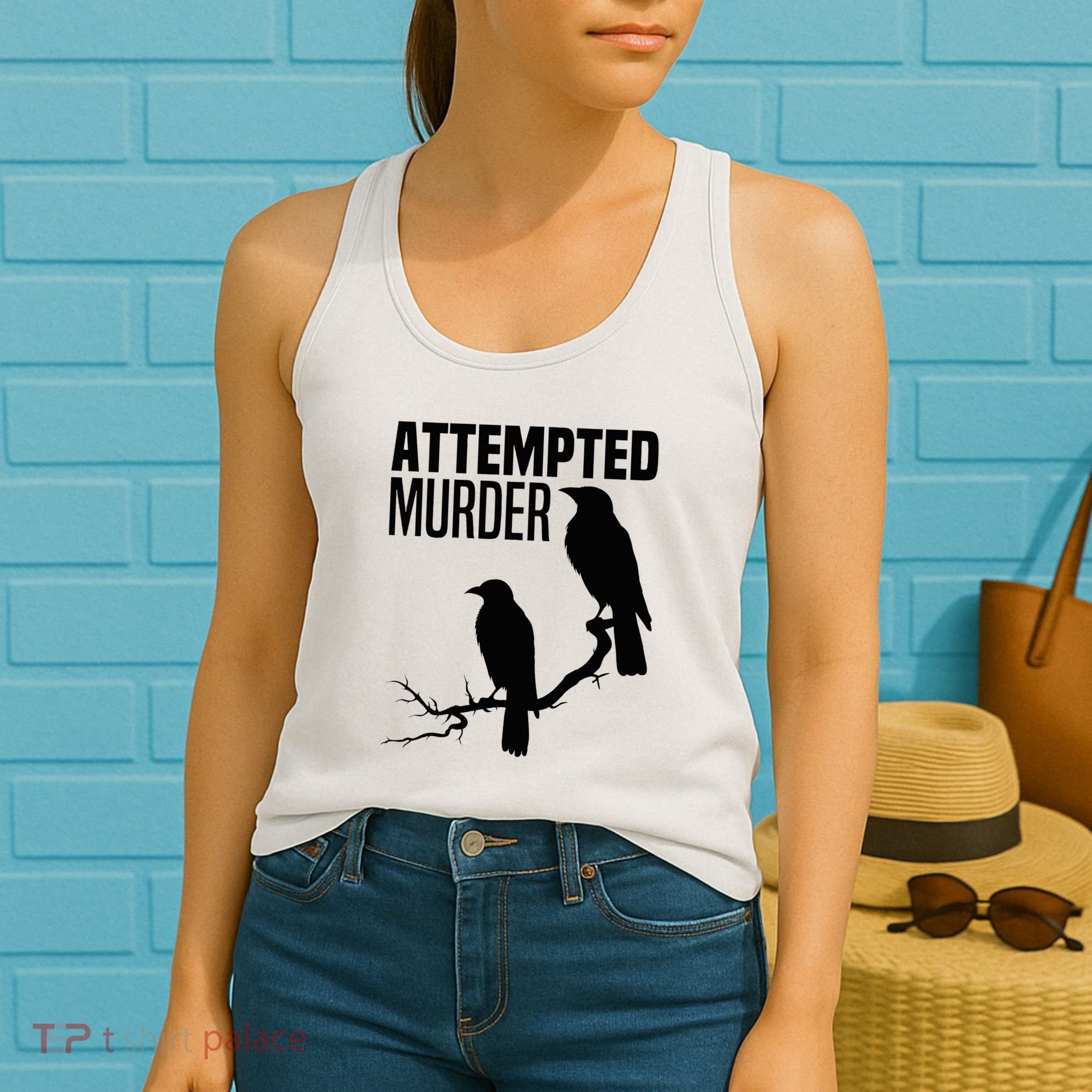 Attempted Murder Crows Raven Bird Meme Women's Tank Top