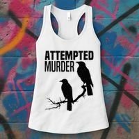 Attempted Murder Crows Raven Bird Meme Women's Tank Top thumb 3