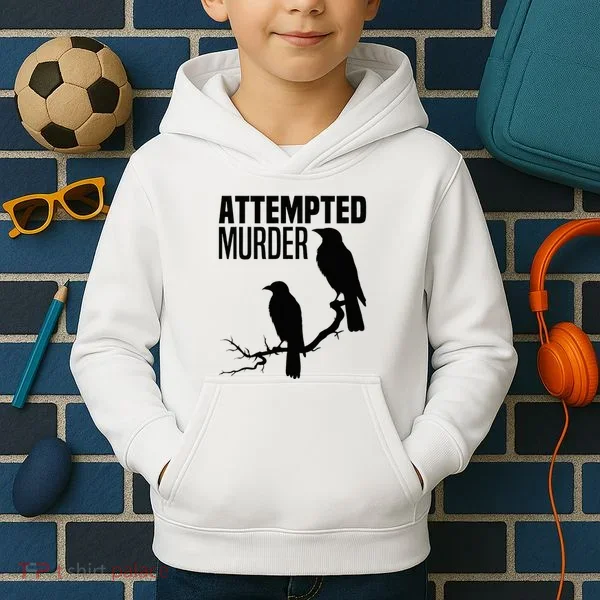 Attempted Murder Crows Raven Bird Meme Kids Hoodie