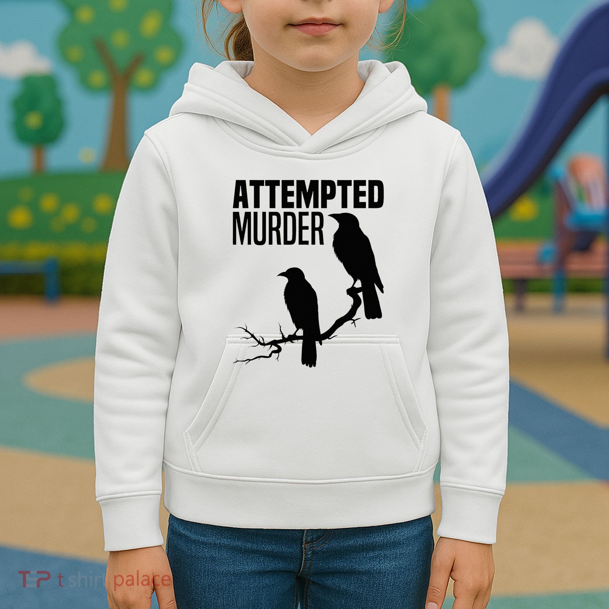 Attempted Murder Crows Raven Bird Meme Kids Hoodie