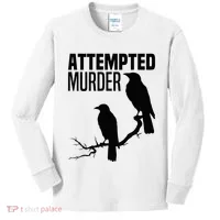 Attempted Murder Crows Raven Bird Meme Kids Long Sleeve Shirt thumb 0