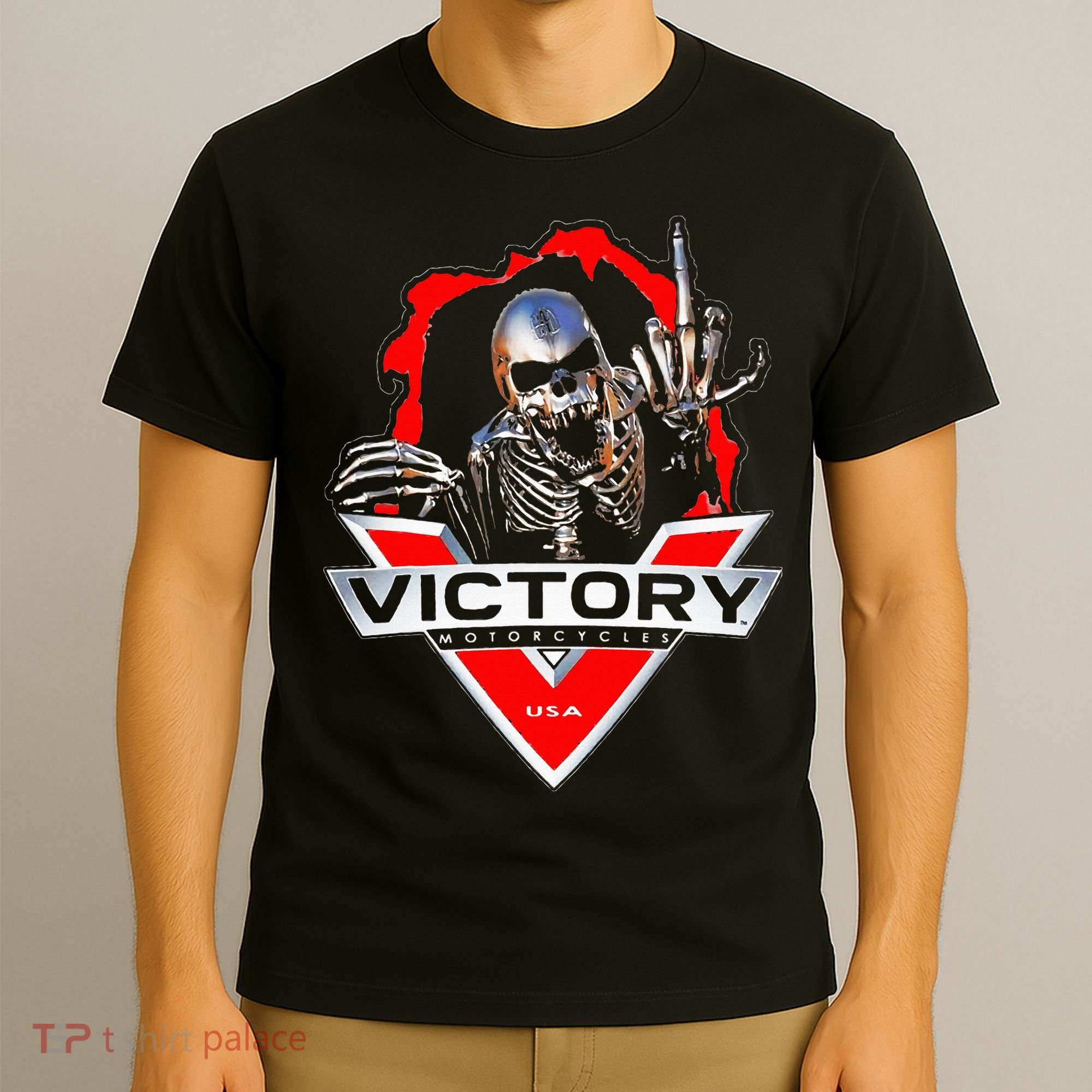 American Motor Cycles Victory Usa Skeleton T-Shirt