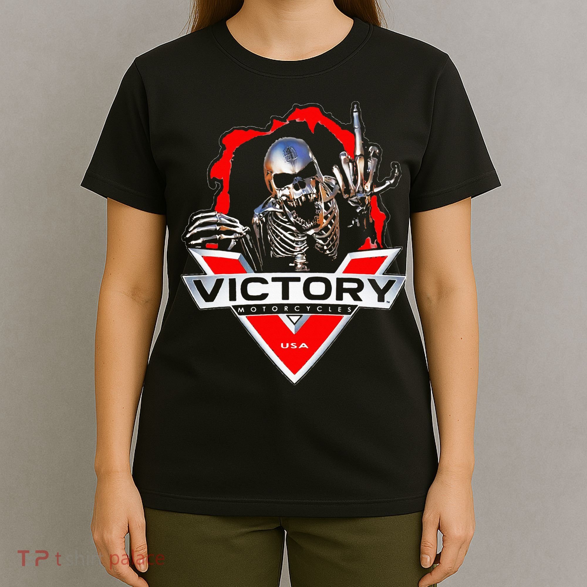 American Motor Cycles Victory Usa Skeleton T-Shirt