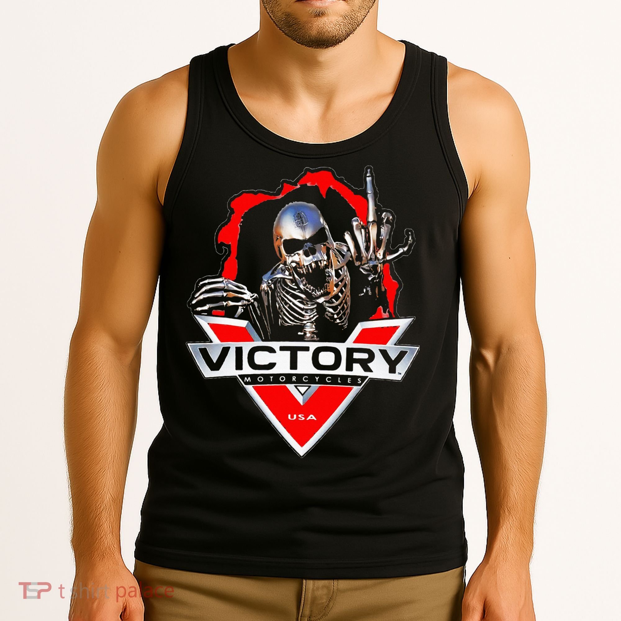 American Motor Cycles Victory Usa Skeleton Tank Top