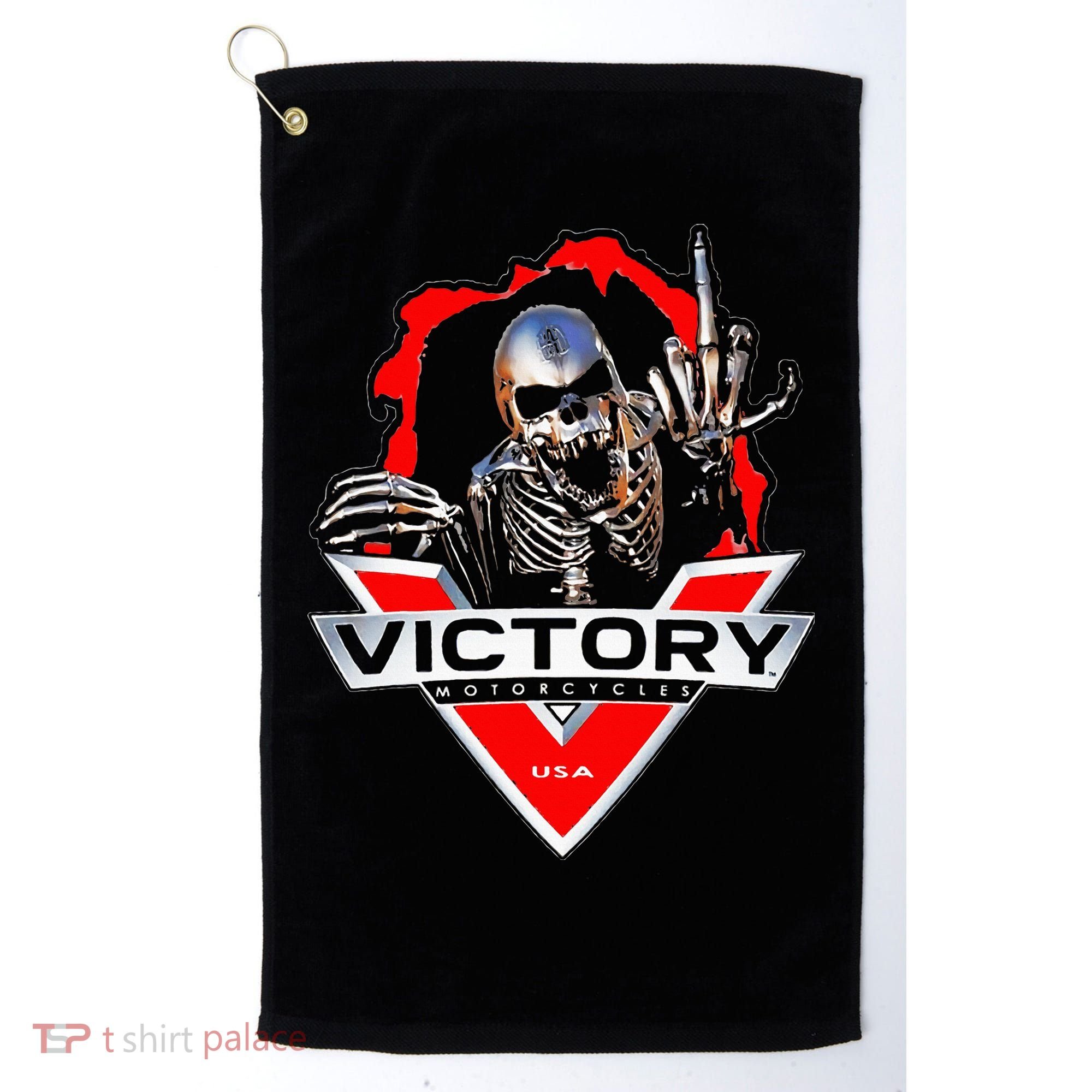 American Motor Cycles Victory Usa Skeleton Golf Towel