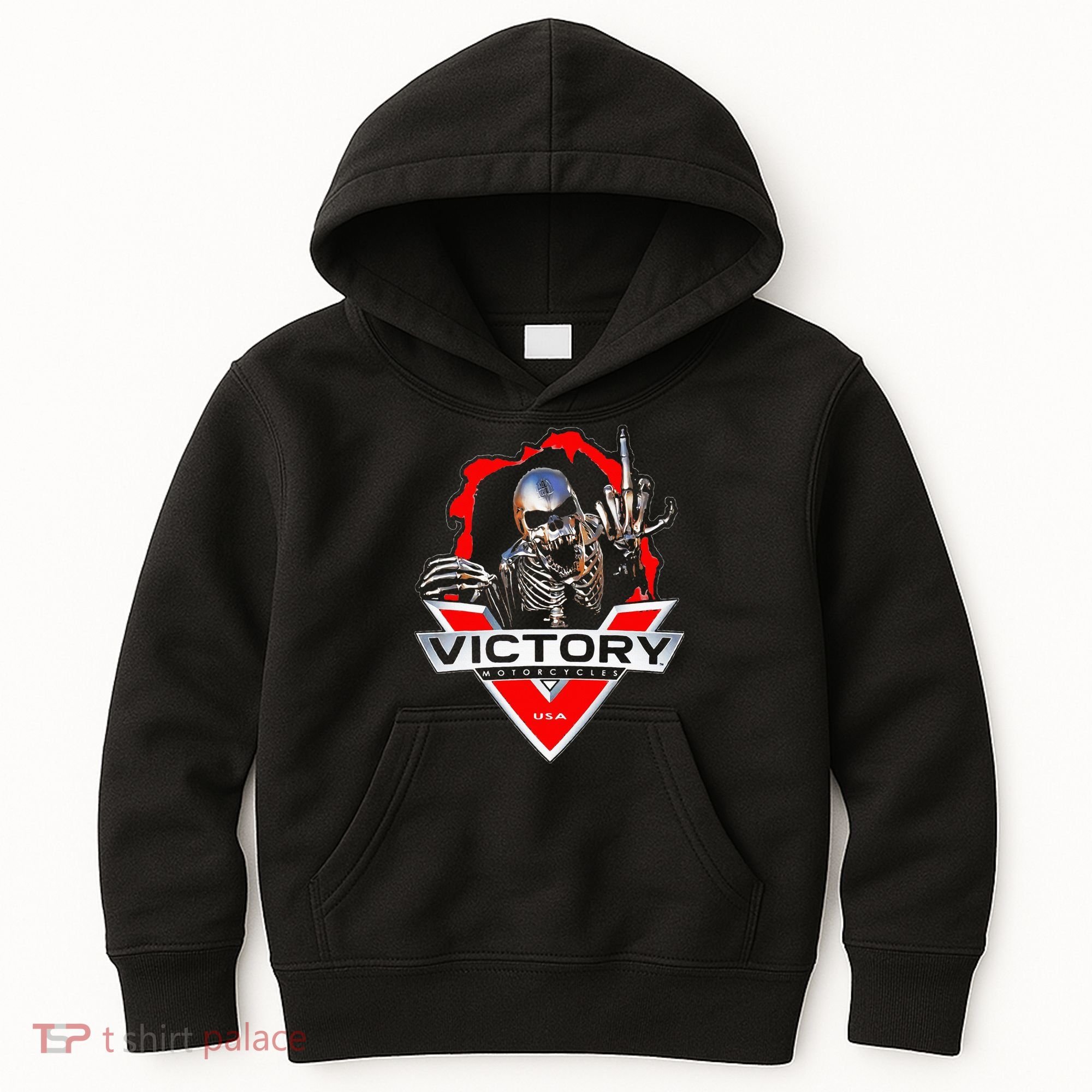 American Motor Cycles Victory Usa Skeleton Kids Hoodie